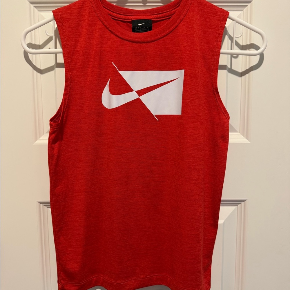 Youth Nike Dri-Fit Red Sleeveless Logo Tank